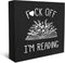 I'm Reading Minimalist Floral Book Wood Box Sign Desk Decor, Black Inspirational Wooden Block Box Sign for Home Reading