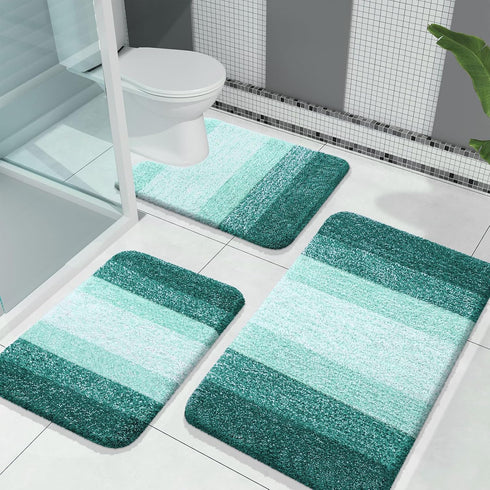 OLANLY Luxury Bathroom Rug Set, 2 Piece Soft Absorbent Microfiber Bath Rugs, Non-Slip Mats for Bathroom