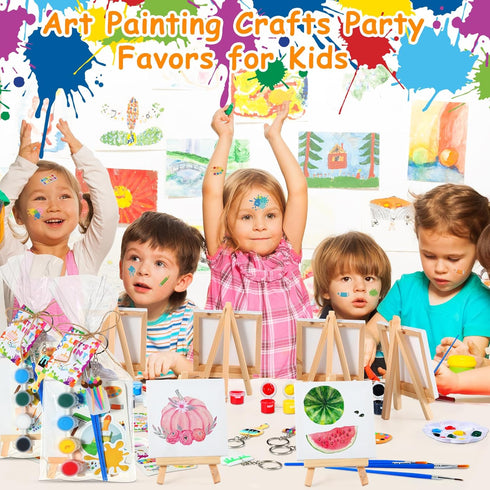 206 4 4 Inch Set HyDren Pcs Paint Party Favors Bulk x Canvas Easel and Watercolor Paint Palette Brush Stickers Puffy
