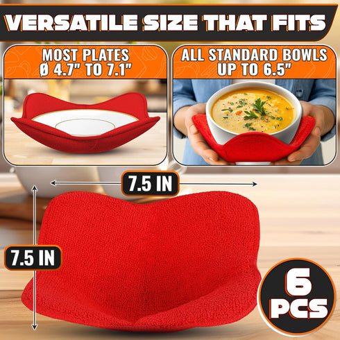 6 Cozy 6.5" 7.1" Pcs Soup Bowl Holders for Hot Food Microfiber Fabric Heat-Resistant Soup Bowl Warmers for Kitchen