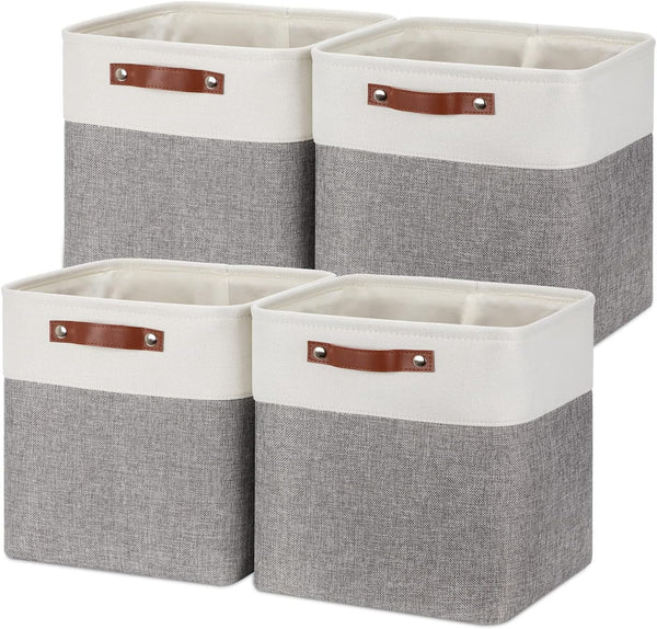 Temary 12 Inch Storage Baskets, Foldable Fabric Storage Cubes 4PCs for Organizing Clothes and Towels