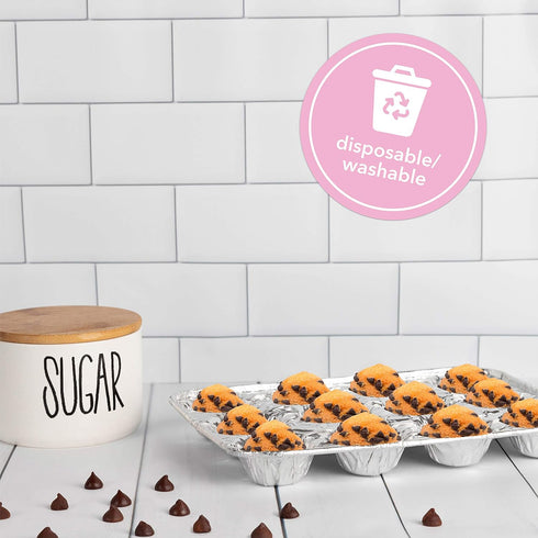 PLASTICPRO Aluminum Foil Muffin Pans - Reusable and Disposable, Holds 12 Mini Cupcakes, Pack of 20