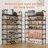 6 Closet 5 LANTEFUL Tier Shoe Rack for Shoe Organizer with Hooks, Long Shoe Shelf Storage for Shoe and Boot Stackable