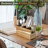 Acacia Wooden Utensil Caddy, Silverware Holder, Cutlery Organizer for Countertop, Fork Spoon Knife Holder for Party