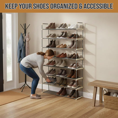 8-Tier Closet, 40 Home-Complete Shoe Rack - Shoe Organizer for Bathroom, Entryway - Shelf Holds Pairs Sneakers, Heels