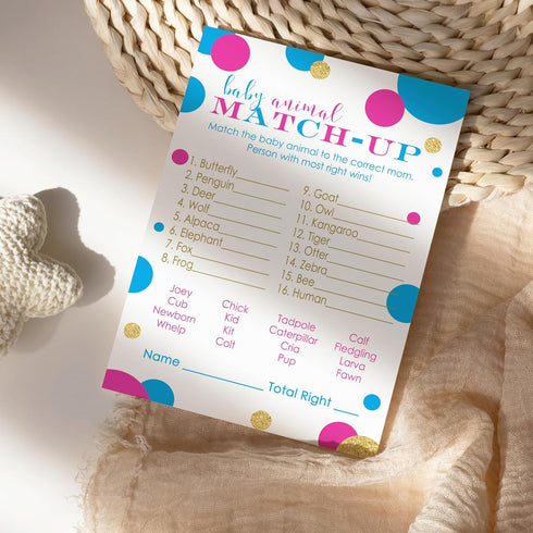Baby Shower Animal Matching Games - 25 Pack Gender Neutral Party Game Cards, Fun Guessing Favors, 4x6
