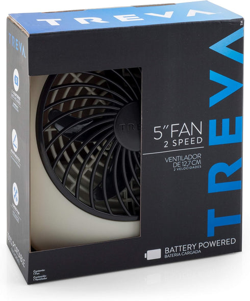 O2COOL Treva 5 Inch Battery Powered Desk Fan, Portable with Compact Folding & Tilt Design, Grey