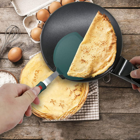 Silicone Spatula Set of 2 - Tenta Kitchen Slotted Angle Spatula, Round Pancake Spatula, Heat Resistant