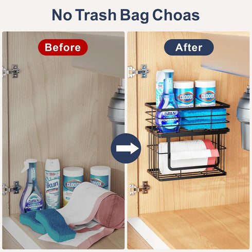 2 Pack 13 iSPECLE Garbage Bag Dispenser - Trash Bag Dispenser with Bamboo Top for Gallon Bag, Pull Out One Bag at A