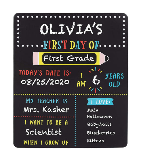 Kate & Milo First and Last Day of School Reversible Chalkboard, Reusable Photo Sharing Prop