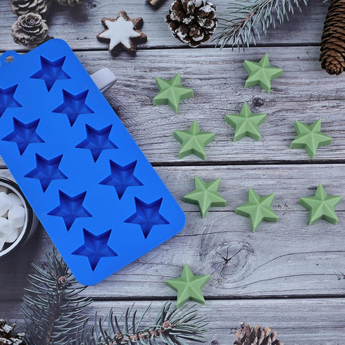 Star Chocolate Molds 3pcs - Silicone Star Candy Molds for Baking Ice Cube, Resin, Soap, Jelly (Star Size 1.93in)