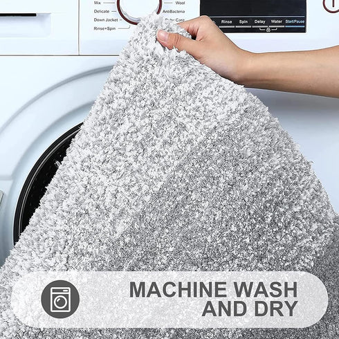 OLANLY Extra Soft Bathroom Rug Mat 30x20 - Absorbent Microfiber Non-Slip Plush Shaggy Bath Carpet, Light Grey