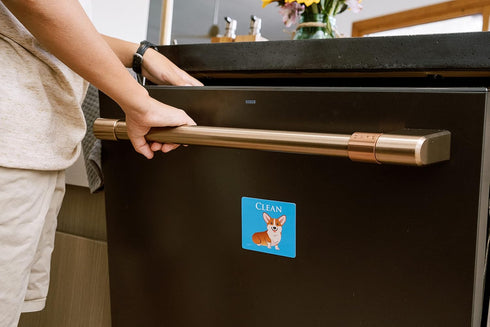 Funny Corgi Dog Butt Dishwasher Magnet, Reversible Clean Dirty Sign, Strong Kitchen Dish Indicator, 3.5x3.1
