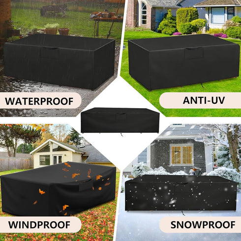 GardenCover 110" 74" 28" 8-12 Patio Furniture Cover L x W x H - Heavy Duty Outdoor Patio Table & Chair Cover