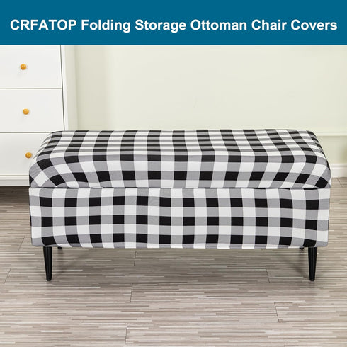 Bands,S,04 CRFATOP Printed Rectangle Ottoman Stool Cover Stretch Folding Storage Footstool Bench Slipcovers Upholstered