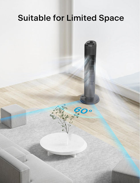 PELONIS 30 Inch Oscillating Tower Fan, 3 Speed Settings, Auto-off Timer, Standing Fan PFT28A2BBB, Black