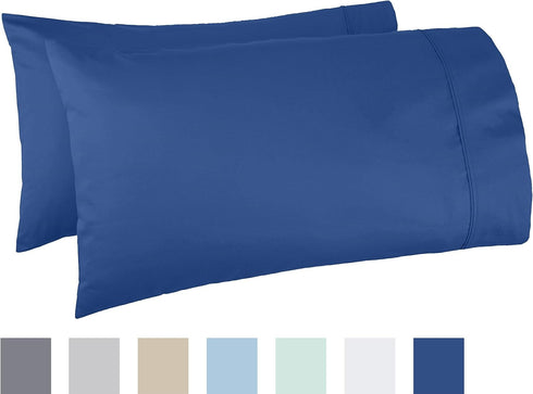 Amazon Basics 400 Thread Count Cotton Pillow Cases, King, Navy - Set of 2, 40" L x 20" W, Pillows Not Included