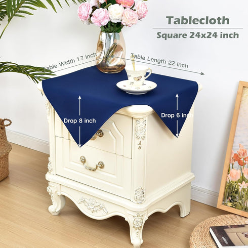 2 Pack 24 24 Inch Small Square Tablecloth x Washable Polyester Table Cloth Solid Navy Blue Heavy Duty Fabric End Table