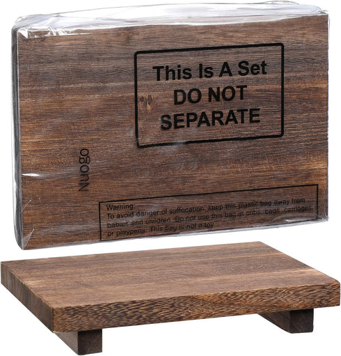 Rustic Wood Riser Tray for Kitchen Sink, Bathroom Soap Stand and Display for Bottles, Candles, Dishes - Brown, 9 x 6