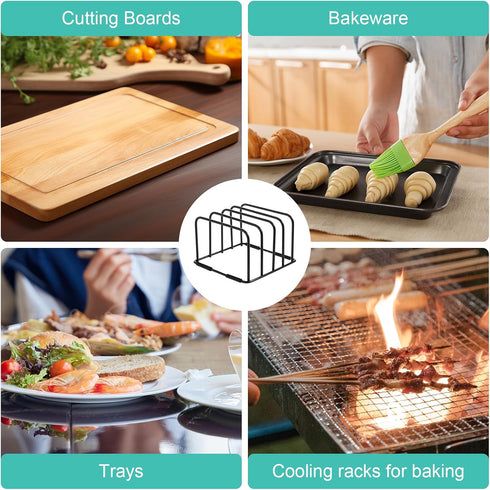 Cutting Board Holder Stand, Countertop Storage Rack, 6 x 6 x 3.9 in. Organizer for Baking Cookie Pan