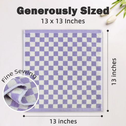 4 Pack 4 13 13 Inches Jacquotha Wash Cloths Checkered Colors - Cotton Washcloths for Face Body, x Daily Cleansing