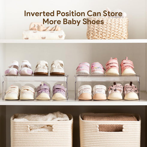 Closet 2 HBlife Clear Acrylic Kids Shoe Rack Baby Toddler Shoe Storage Organizer for Floor Entryway Bedroom, Tier