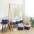 Cube Storage Baskets, 6 Pack 11x11 inch with Cotton Handles for Closet, Shelves, Clothes, Toys (White/Navy Blue)