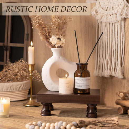 Counter EOSAHR Decorative Display Risers for Farmhouse Decor - Acacia Wood Risers Display Stands for Bathroom Organizer