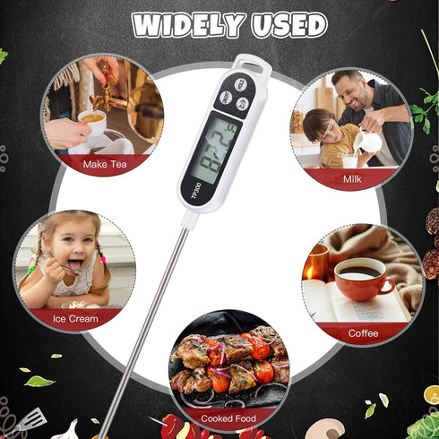 6 Pcs Instant Read Digital Food Thermometer with Probe - Cooking Thermometer Supplies for BBQ Kitchen (White)