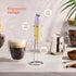 Powerful Handheld Milk Frother, Mini Battery Operated Milk Foamer with Stainless Steel Drink Mixer and Frother Stand