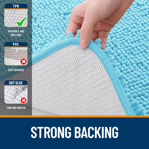 OLANLY Bathroom Rugs 30x20: Extra Soft Absorbent Chenille Bath Mats, Non-Slip, Quick Dry, Machine Washable Sky Blue