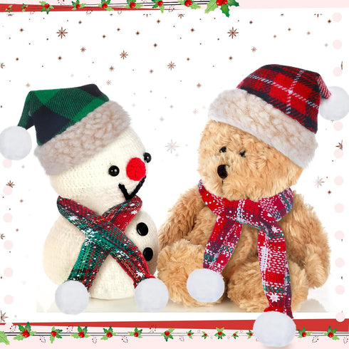Geyoga 8 Pcs Mini Santa Hats and Scarves Decor Doll Christmas Accessories Small Gnome Hat for Craft DIY for Wine Bottle