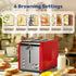 YSSOA Stainless Steel Toaster: 2 Slice with Extra Wide Slot, 6 Shade Settings, Red