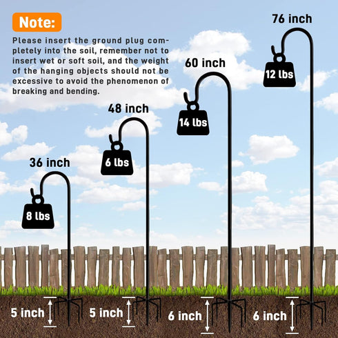 36 inches Pot-2 Packs Shepherd Hooks for Bird Feeders Outside Heavy Duty Shepherd Stand Plant Hanger Yard Hooks