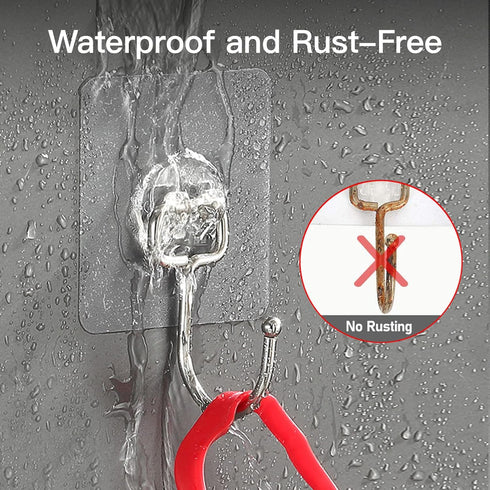 Large Hooks for Hanging, Heavy-Duty 44Ib Max, 10 Packs, Wall Hangers Without Nails, Waterproof and Rustproof