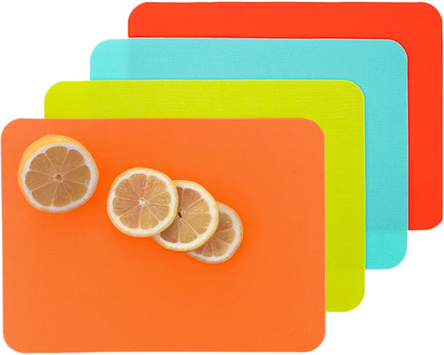 Simply Genius Color Coded Plastic Cutting Boards Set, Flexible Chopping Mats for Meat & Vegetables, Dishwasher Safe,
