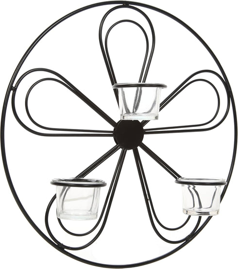 Hosley Large Floral Wall Sconce 13.5 Inch Diameter Tea Light Candle Holder