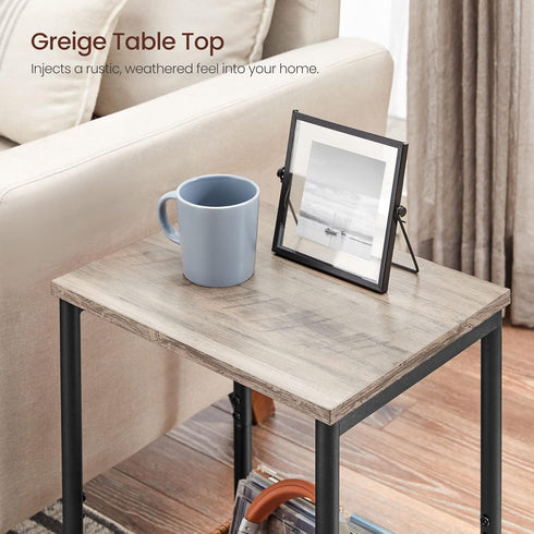 ULET271B02 VASAGLE Side Table, Small End Table, Nightstand for Living Room, Bedroom, Office, Bathroom, Greige and Black