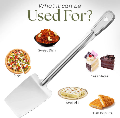 Alpine Cuisine Stainless Steel Solid Turner 13-Inches, Comfortable Handle, Heat Resistant Kitchen Spatula, Dishwasher