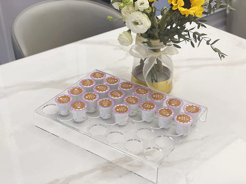 IEEK Clear Acrylic Coffee Pod Organizer Tray, 2 Pack of 35 Slots K Cup Holder for Office Kitchen Counter or Drawer
