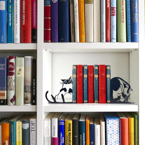 Vausart Cute Cat Metal Bookends Cat Book Ends for Shelves Bookshelf Decorative Objects Home Office Desk Bookshelf Decor