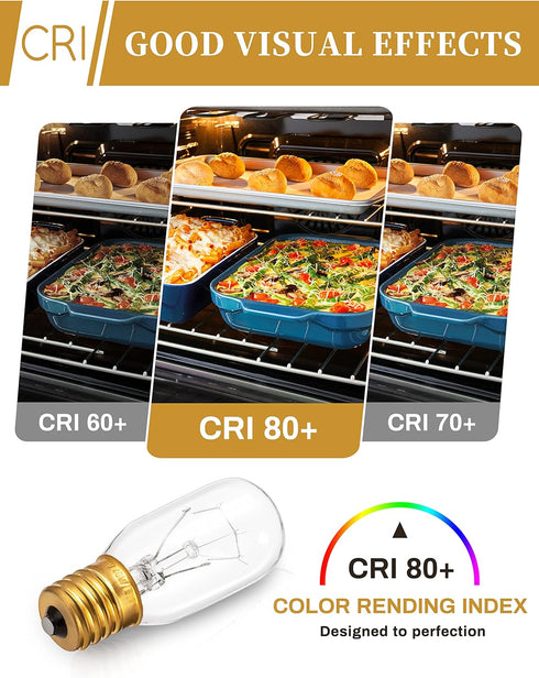DORESshop 40W T8 E17 Appliance Bulb, Microwave Light Under Hood, Stove Light, Refrigerator, 2 Pack