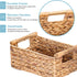 VATIMA Hyacinth Small Wicker Basket 11.6x8.1x4.9", Decorative Storage with Wooden Handle for Bathroom Organizer