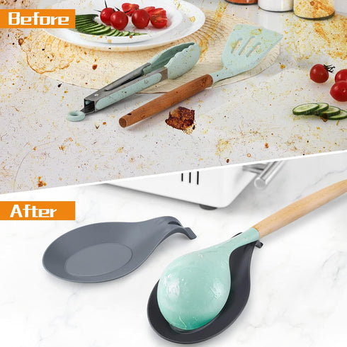 3 Pack Large Silicone Spoon Rest for Stove Top, Heat Resistant Cooking Spoon Holder for Kitchen Utensils