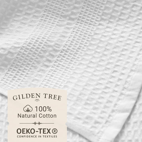GILDEN TREE Waffle Hand Towels for Bathroom, Quick Dry, Super Absorbent, 100% Cotton, Set of 2, Classic Style (White)