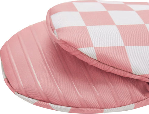 Set 2 Ohocut Pink Checkered Mini Oven Mitts Heat Resistant, Vintage Retro Checkerboard Mini Silicone Oven Mitts Cute