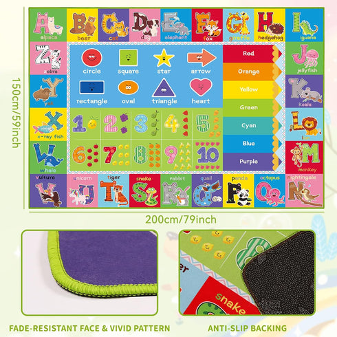 DINSUMRUG 78.7X59 INCH) Kids Rug for Playroom, ABC Carpet Educational Play Mat for Kids, Preschool Rugs ABC Numbers