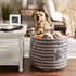 Bone Dry Pet Storage Collection Large Round Bin with Striped Paw Patch, Gray