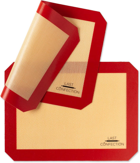 Last Confection Silicone Baking Mat - Set of 2 Non-Stick Quarter Sheet (8-1/2" x 11-1/2") Professional Food Safe Tray Pan Liners by LAST CONFECTION