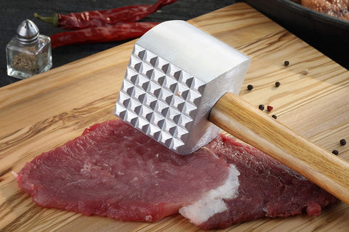 New Star Foodservice 36398 Wood Handle Aluminum Meat Tenderizer/Mallet, 13-Inch Overall